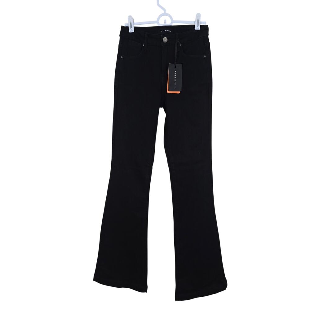 NEW NWT Women's Risen Black Denim Mid-Rise Basic Flare Jeans | Size 1/25